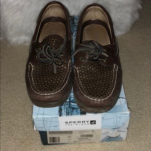 Sperry top sider brown with gold detail